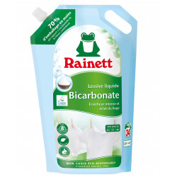 Pack de 3 - Rainett Lessive Liquide Ecolabel Bicarbonate 1,7l - Recharge 34 lavages