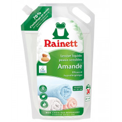 Pack de 3 - Rainett Lessive Liquide Peaux Sensibles Ecolabel Amande 1,7l - Recharge 34 lavages