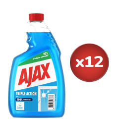 Pack de 12 - Recharge Nettoyant Vitres Ajax Triple Action Ecolabel - 750ml